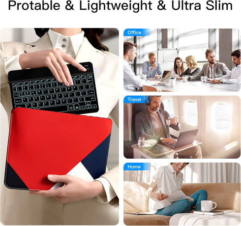 XIWMIX Ultra-Slim Wireless Bluetooth Keyboard - 7 Colors Backlit Rechargeable Keyboard Compatible with iPad Pro/Air and