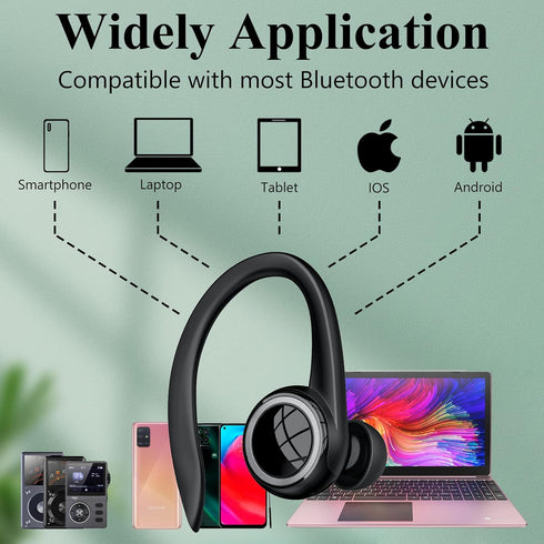 Bluetooth 5.2 Headset, Single Ear Earpiece with Mic, Noise Cancelling Headset for Business, Trucker, Driver