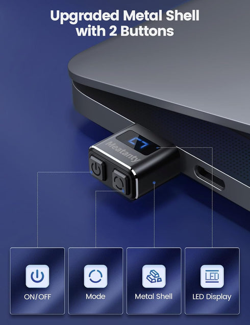 Meatanty Metal Tiny Mouse Jiggler, USB Mouse Mover Undetectable, Automatic Shaker with Separate Mode and ON/OFF Buttons, Mouse Moving Device LED Screen, Wiggler Giggler Keep Computer/PC/Laptop Awake