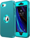 jaroco iPhone SE Case 2022/2020, Shockproof/Dust-Proof/Military Grade with Non-Slip Removable Cover, Light Blue/Green