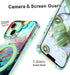Lamcase iPhone 13/14 Case, Magnetic Invisible Ring Stand, Rugged Slim Shockproof Marble Design, Dark Green
