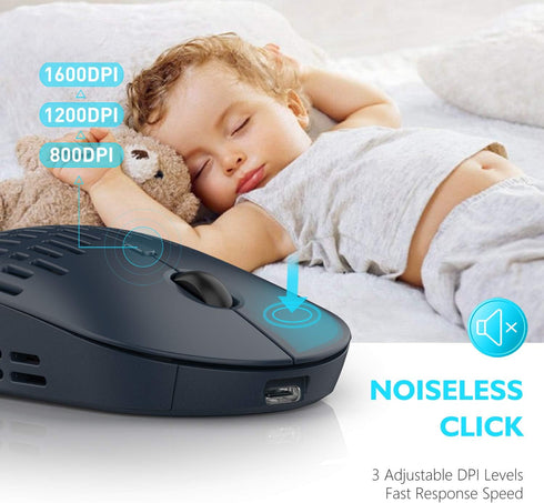 Type C Wireless Mouse, Dual Mode Rechargeable Silent Bluetooth Mice with 2.4G Receiver for Laptop, iMac, Chromebook