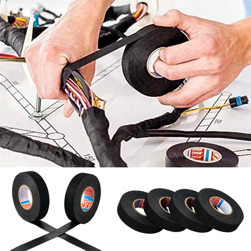 2 Rolls Black Wire Harness Cloth Tape for Automobile Electrical Wire Harnessing, 15mm x 50Ft