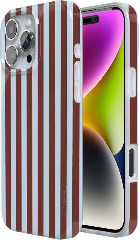 Casely 16 iPhone Pro Case | Sunday in Brooklyn | Blue Stripes | Compatible with MagSafe | Classic Ultra Slim Design