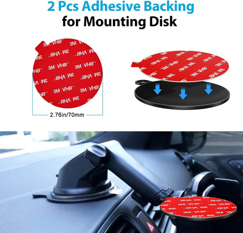 volport 2 Pack Very Strong Sticky Adhesive 2.76in/70mm Dashboard Pad Mounting Disk Replacement Kit