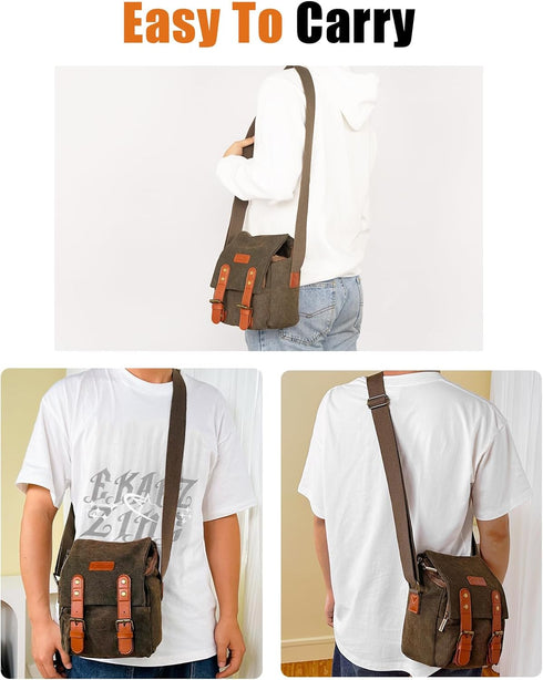 CADeN Compact Camera Bag Case: Small 1.0 Brown, Canvas Leather Trim, Waterproof, Compatible for Nikon, Canon, Sony