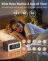 Alarm Clock with Wireless Charging, Bluetooth Speaker, White/Brown Noise Sound Machine Night Light, Wooden Digital