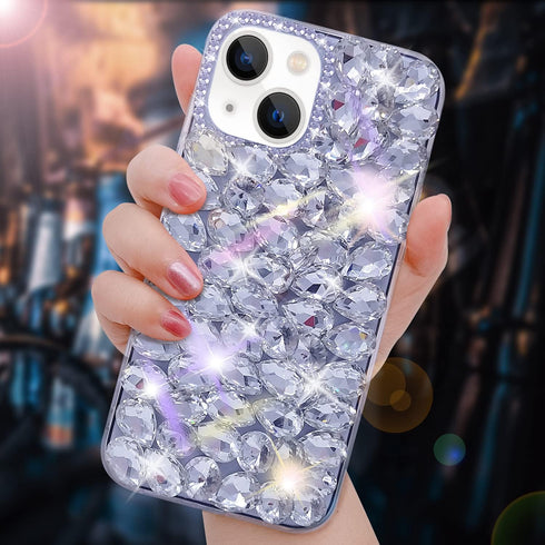 Bonitec 3D Glitter Sparkle Bling Case for iPhone 13 - Luxury Shiny Crystal Rhinestone Diamond Bumper Clear Gems