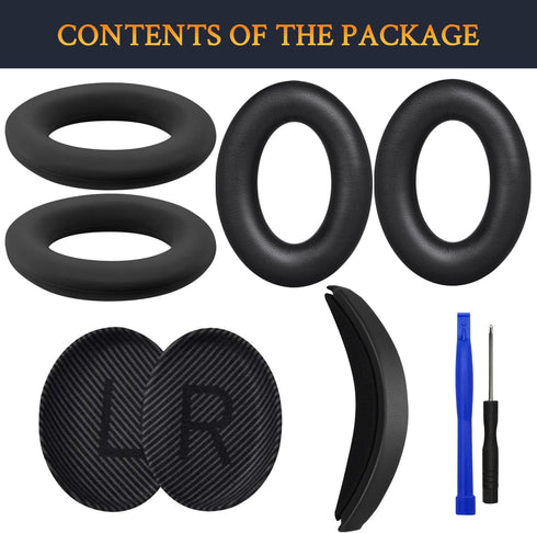 SOULWIT Ear Pads Cushions + Headband + Silicone Earpads Cover, Replacement Kit for Bose QuietComfort 35 QC35, QC35 ii