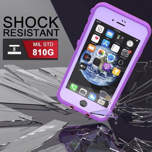 iPhone SE 2020/iPhone 8 Waterproof Case, IP68 Full-Body Sturdy, Built-in Screen Protector, Shockproof - Purple
