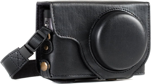 MegaGear MG1258 Ever Ready Leather Camera Case for Panasonic Lumix DC-ZS80/DC-ZS70/DC-TZ90 (Black)