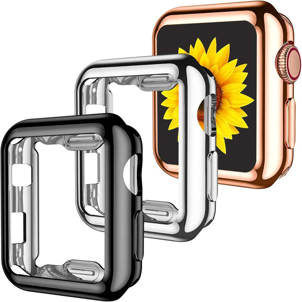 GEAK 3 Pack Compatible with Apple Watch Screen Protector Case 42mm, Full Protective HD Ultra-Thin Cover for iWatch