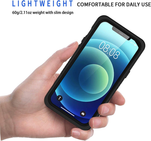 Lanhiem IP68 Waterproof Dustproof Case for iPhone 12 Pro with Built-in Screen Protector - Black