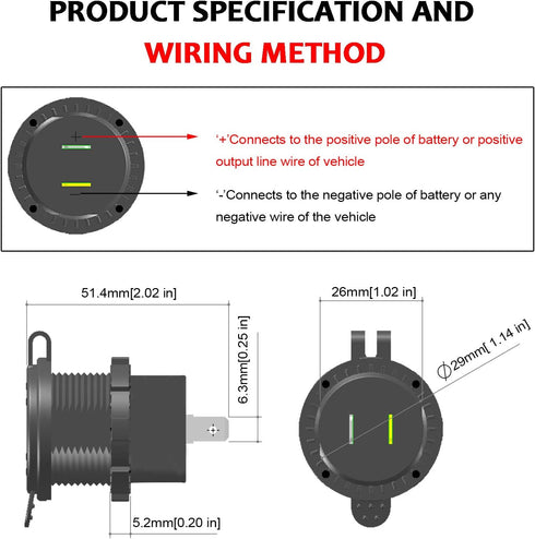 Upgraded Aluminum Alloy Fast Charging 3.0 USB Charger Socket, IP66 Waterproof Dual USB Power Outlet for Vehicles