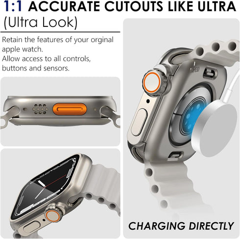 Ultra Look - Fullife 2 in 1 Waterproof Case for Apple Watch Series 6 44mm with Front & Back Protective Bumper Cover