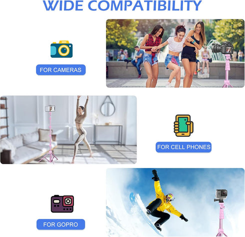 Sensyne 62" Phone Tripod & Selfie Stick, Extendable Stand with Wireless Remote, Compatible with iPhone Android Phone