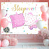 Mocsicka Sleepover Party Backdrop for Pink Girl Pajamas Pillow Fight Decorations, Slumber Party Banner (5x3ft)