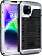 Beasyjoy Waterproof iPhone 14 Case - Metal Heavy Duty Full Body Protective Case with Built-in Screen Protector, Silver