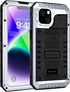 Beasyjoy Waterproof iPhone 14 Case - Metal Heavy Duty Full Body Protective Case with Built-in Screen Protector, Silver