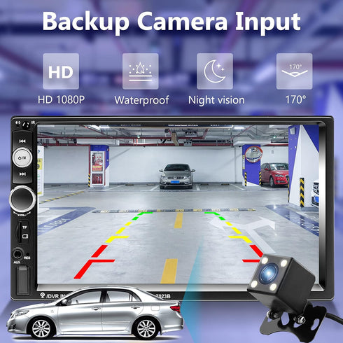 Podofo Double Din Car Stereo Radio 7 Inch Touch Screen Bluetooth Audio Receiver with Backup Camera