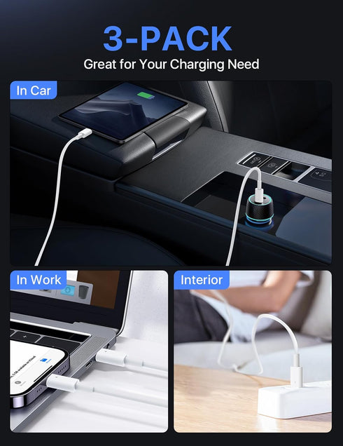 USB C Cable 3ft 3Pack 60W, USB c to USB c Cable Compatible with iPhone 15/15 Pro/15 Pro Max, Samsung Galaxy S22/21,