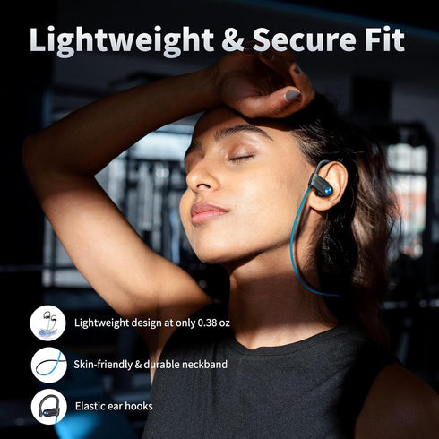 Wireless Headphones, Bluetooth 5.3, 16 Hours Playtime, Over-Ear Stereo Bass Earphones, Sports Earbuds, Blue
