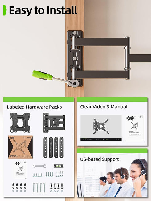 USX MOUNT 26-60 Inch 77 lbs, 400x400mm 32 40 42 43 50 55 60 TV Wall Mount for Most TVs up to Full Motion Wall Mount TV