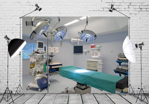BELECO 9x6ft Hospital Backdrop Fabric Operating Room Backdrop Doctor Surgery Anesthesia Bed Sickbed Medical Equipment