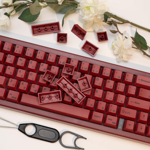 140 Keys PBT Japanese Keycaps, Cherry Profile Key Caps, DYE-Sub Red Keycaps, Minimalist Style Customized Keycaps Set