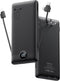 VRURC Portable Charger with Wall Plug, 10000mAh Slim Power Bank with Built-in Cables, PD 20W Fast Charging