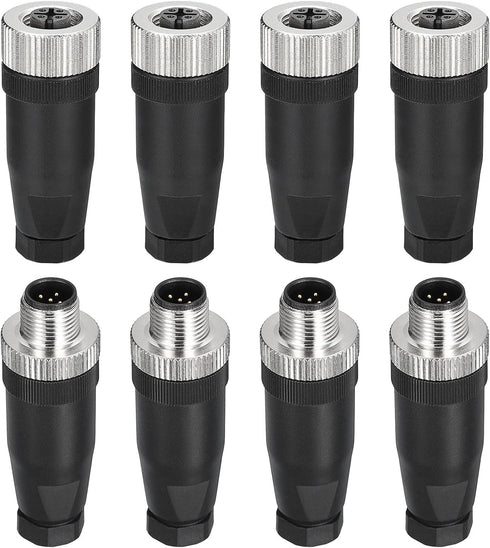 MECCANIXITY 5 Pin M12 Male & Female Aviation Wire Connector, 4 Set Waterproof IP67 Circular Connector for Networks