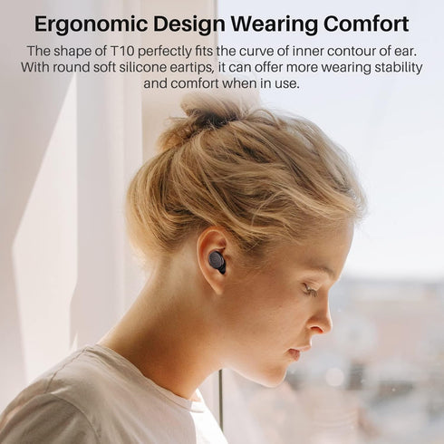 TOZO T10 Bluetooth 5.3 Wireless Earbuds with Charging Case, IPX8 Waterproof Stereo Headphones, Built-in Mic, Deep Bass