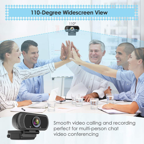 ToLuLu 1080P Webcam with Microphone, HD Webcam Web Camera with Tripod Stand, Widescreen USB Computer Camera, Streaming