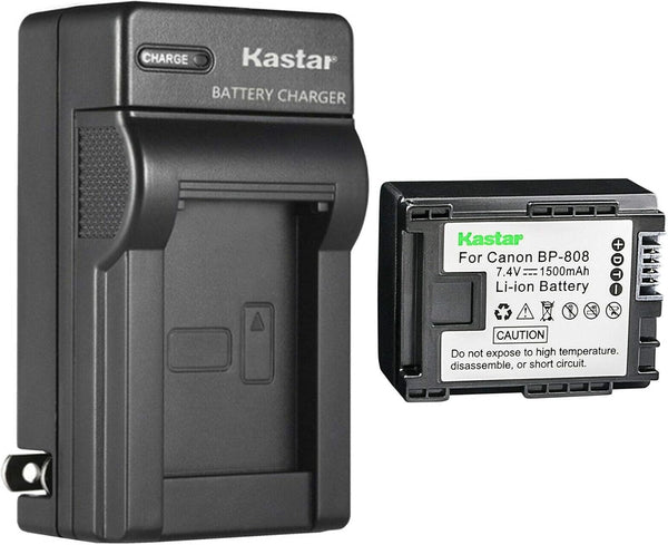 Kastar 1-Pack BP-808 Battery and AC Wall Charger for Canon FS10, FS11, FS20, FS21, FS22, FS31, FS40, HF G10, HF G20