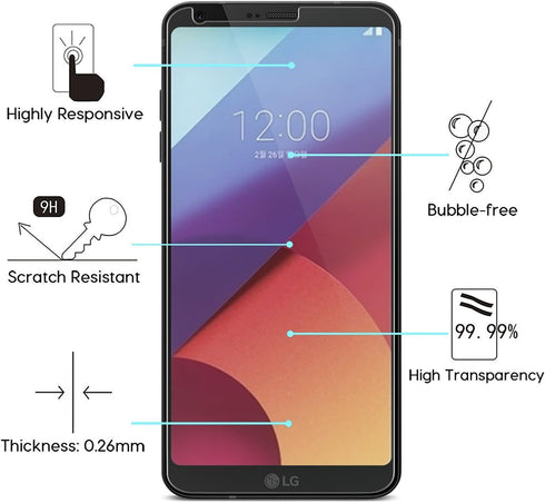 3-Pack Tempered Glass Screen Protector for LG G6 (2017 Release, 5.7" Display), Ultra Clear, Anti Scratch, Bubble Free,