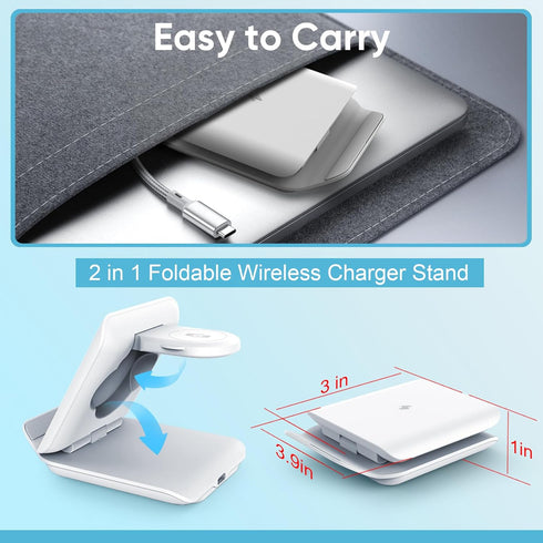 Fast Wireless Charger for Samsung, 2 in 1 Foldable Travel Charging Station for Galaxy Z Flip 6/5/4 and Motorola Razr+