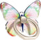 Cute Butterfly Pattern Cell Phone Ring Stand Holder, 360° Rotation Finger Kickstand with Knob Loop (Pink Green)