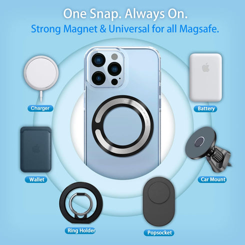 4PCS Magsafe Ring, Magnet Adapter with 3M Adhesive for Wireless Charger, Card Wallet, Car Mount, Compatible Phones