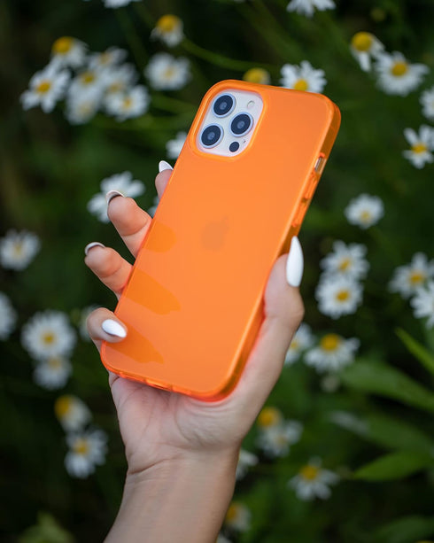 FELONY CASE - iPhone 12 Pro Max Neon Orange Clear Protective Case, TPU and Polycarbonate Shock-Absorbing Cover