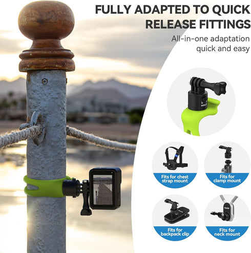 TELESIN S2 Camera 360 Flexible Mount Band Wrap for Hero 12 11 10 9 8 7, Insta360 X3 X4, DJI Action 4