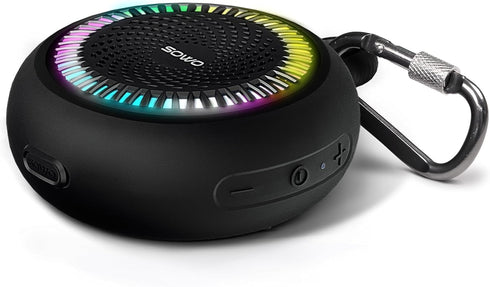 Bluetooth Shower Speaker Waterproof, Small Portable Wireless Speaker with Clip, Powerful Bass, Colorful Lights