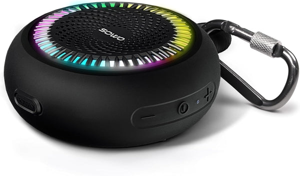 Bluetooth Shower Speaker Waterproof, Small Portable Wireless Speaker with Clip, Powerful Bass, Colorful Lights