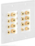 Fosmon 2-Gang 7.1 Surround Sound Distribution Home Theater Wall Plate, Gold Plated for 7 Speakers, 2 RCA Jack