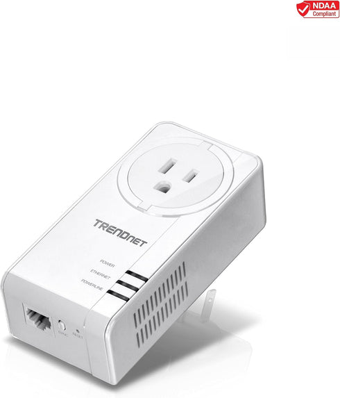 TRENDnet Powerline 1300 AV2 Adapter with Built-in Outlet, Gigabit Port, IEEE 1905.1 & IEEE 1901, Range Up to 300m (984