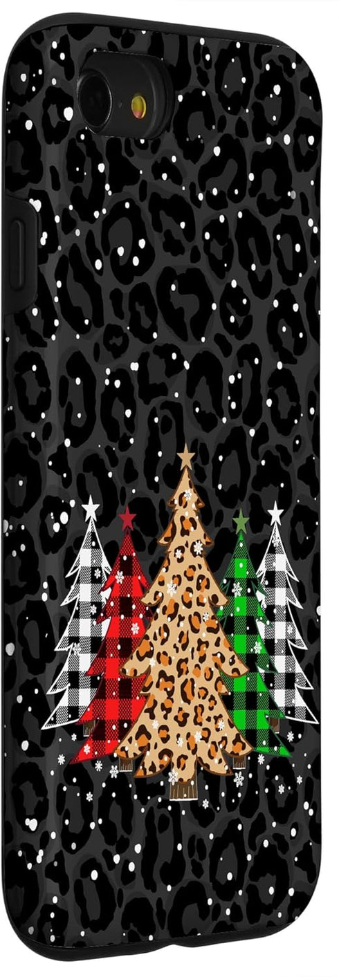 Christmas Trees with Plaid & Black Leopard Print Phone Case for iPhone SE (2020) / 7 / 8