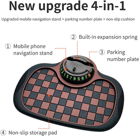 Generic 360 Upgraded Car Organizer Pad Rotatable Phone Holder with Anti-Slip Mat & Hidden Parking Number