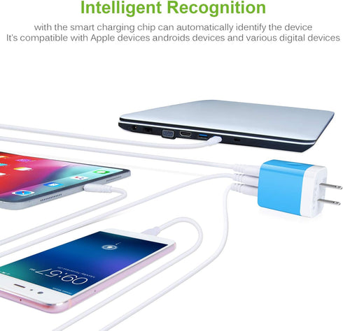 Sicodo Charger Plug, Charging Block 5-Pack 3.1Amp 3-Port USB Charger Cube for iPhone and Samsung Galaxy