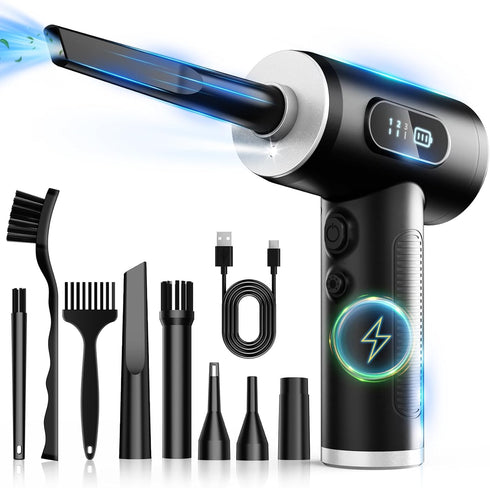 FRESMOL Compressed Air Duster-3 Gear Adjustable 100000RPM Electric Air Duster with LED Light,