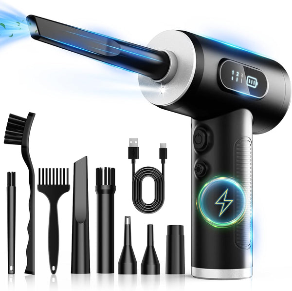 FRESMOL Compressed Air Duster-3 Gear Adjustable 100000RPM Electric Air Duster with LED Light,