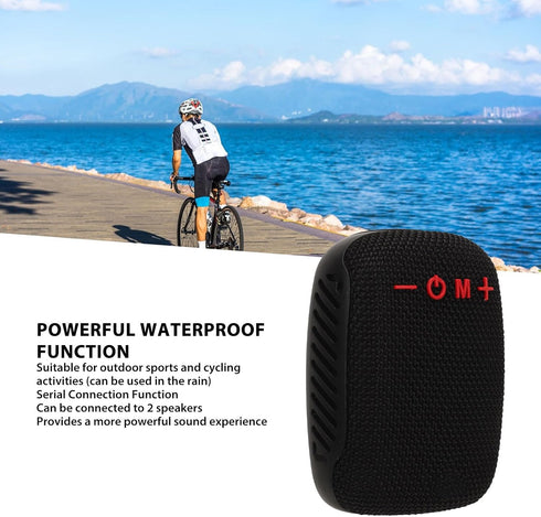 Bluetooth Speaker for Bike, Waterproof Portable Mini Outdoor Speaker, Supports Serial Connection, Speaker for Cycling Riding Hiking (Black)